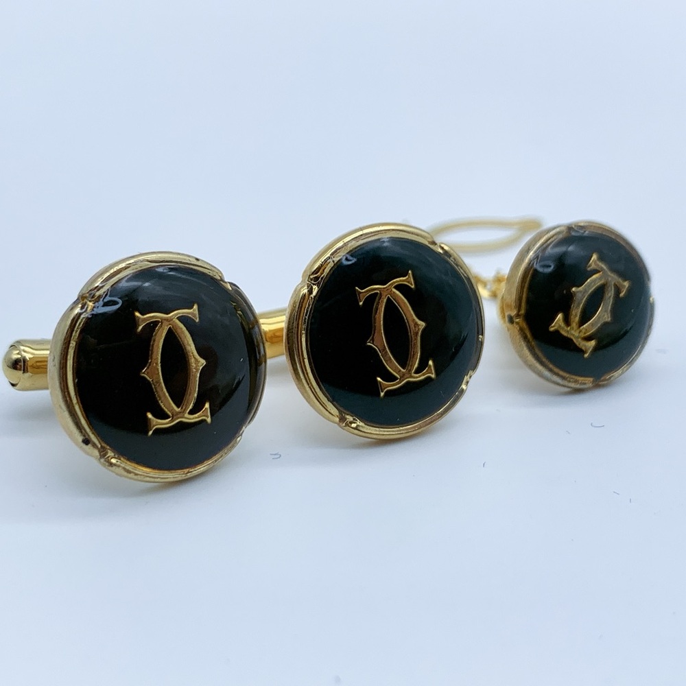 Cartier les must de Interlocking C Logo Cufflinks Set